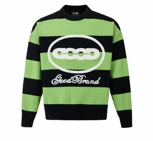GOODBRAND 高级感毛衣 2025FW黑绿撞色条纹LOG0轻奢时尚