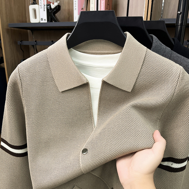 中老年聚酯纤维不易变形提花长袖针织衫/毛衣图片