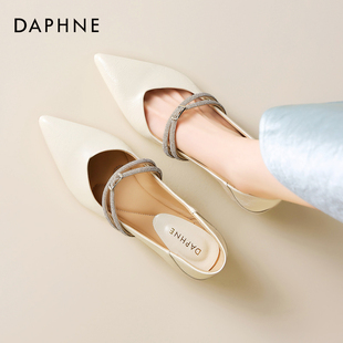 气质尖头浅口单鞋 达芙妮玛丽珍女鞋 法式 春秋配裙子小跟鞋 2025新款