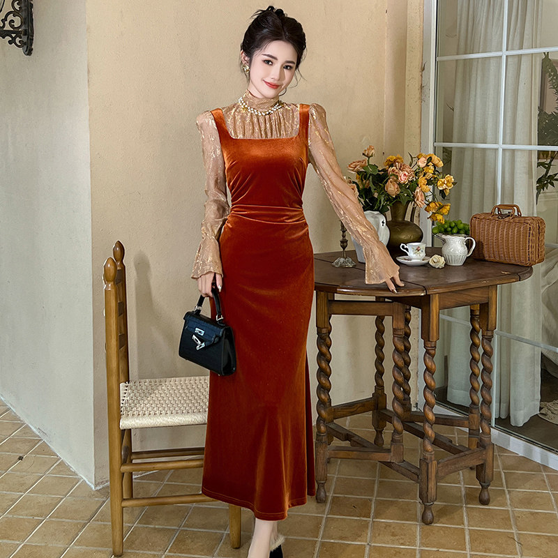 气场强大丝绒连衣裙宴会晚礼服女2026新款质感高级感包臀鱼尾长裙