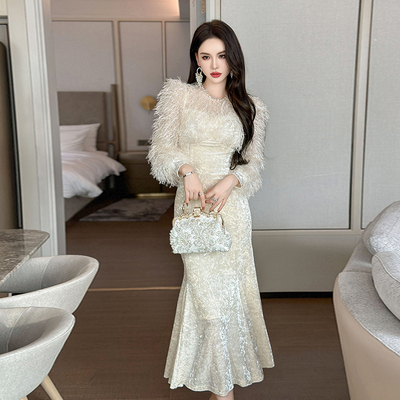 新年战袍赫本小香风白色连衣裙