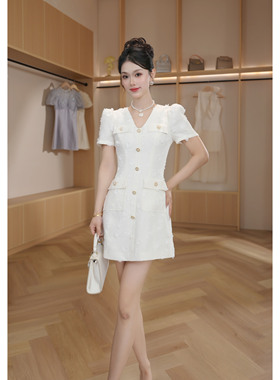 法式轻奢重工名媛显瘦优雅时尚连衣裙 21756