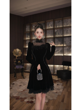 国内设计师品牌 时尚显瘦法式性感气质名媛连衣裙45053