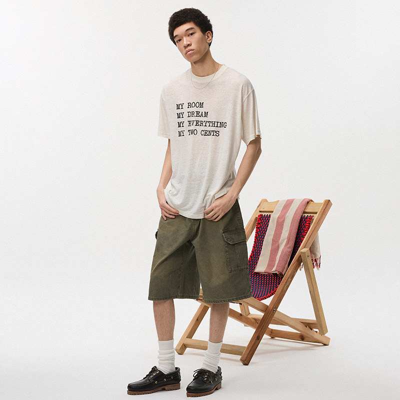 Randomevent【春季新品】洗水工装7分裤复古街头高街穿搭男女同款