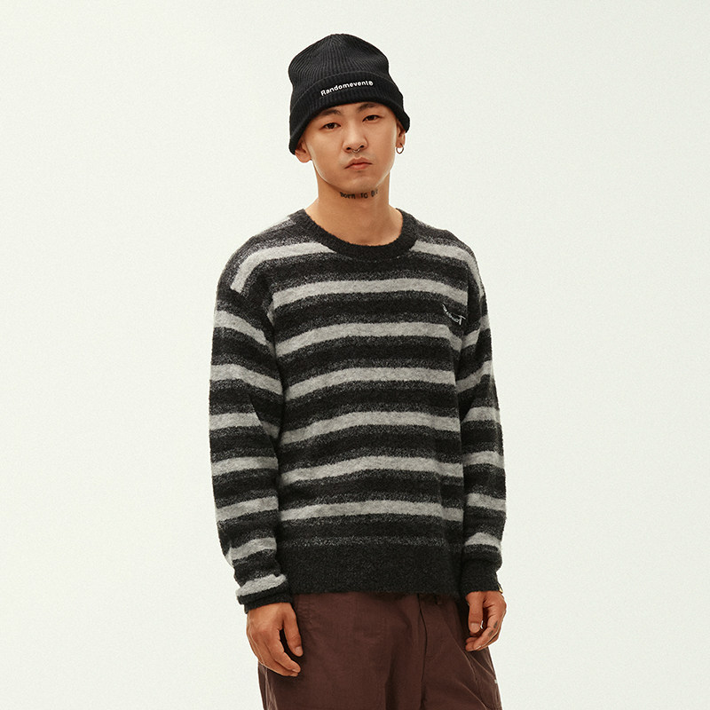 Randomevent春季撞色条纹毛线衫情侣针织上衣慵懒,男装,针织衫/毛衣,淘宝优惠券,粉丝福利购,淘宝优惠卷