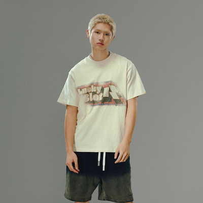 Randomevetnt)文字印花圆领T恤