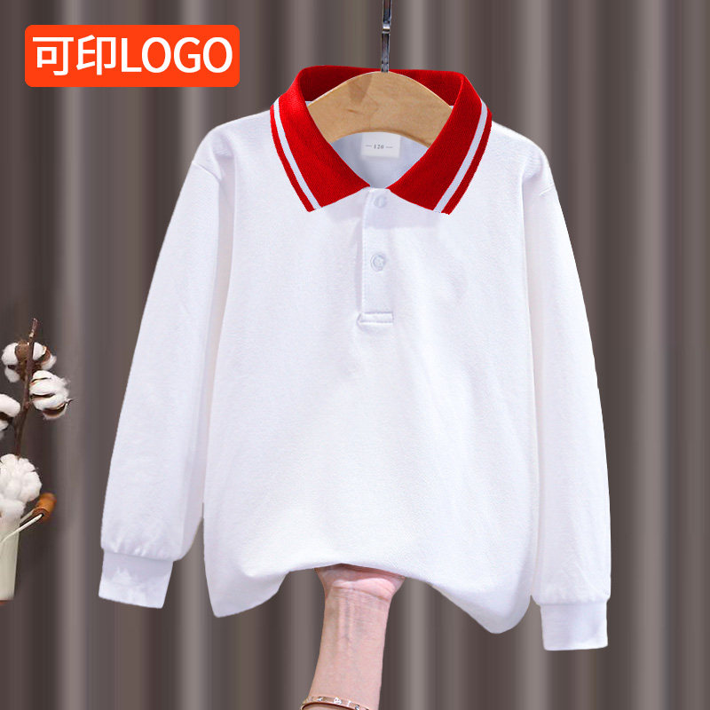 儿童红色翻领t恤衫polo衫春校服/园服