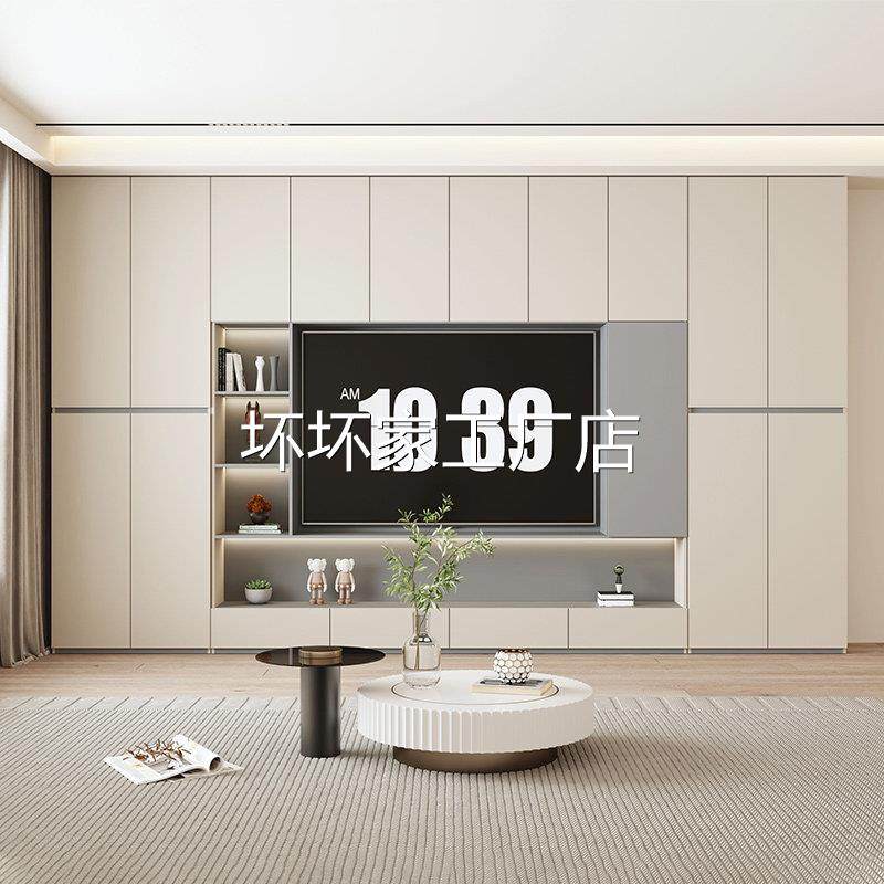 香港包安装包邮定制实木电视柜背景墙柜一体客厅家用简约满墙收纳,住宅家具,电视柜,淘宝优惠券,粉丝福利购,淘宝优惠卷