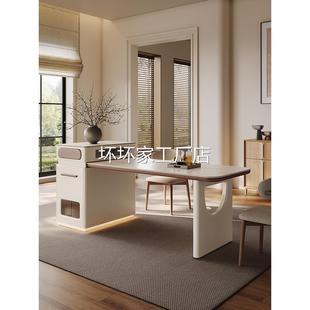 小户型岛台餐桌一体可伸缩法式 包安装 岩板中导台泡茶家用 包邮 香港