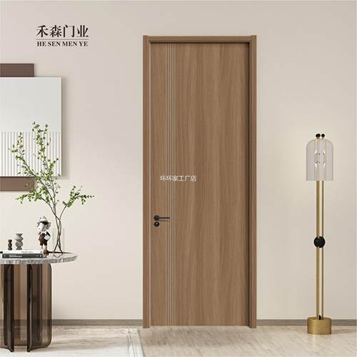 香港包邮包安装实木门碳晶橡木室内门实木覆合门卧室门生态胡桃色