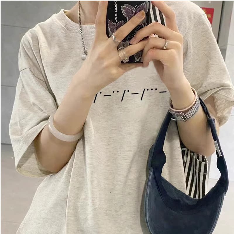 纯棉短袖t恤女2025新款夏季设计感小众美式宽松半袖百搭韩系上衣