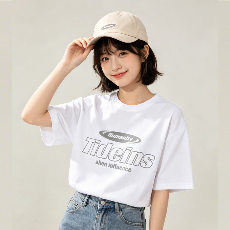 美式宽松oversize短袖t恤女夏季ins重磅纯棉韩版字母印花半袖上衣