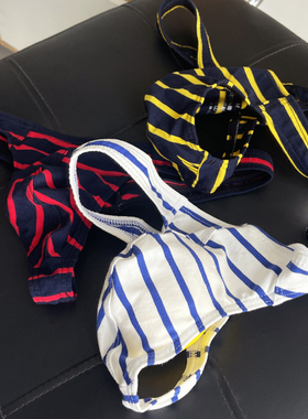 3条装青年性感t裤棉质个性条纹控三角内裤男士丁字裤运动低腰底裤