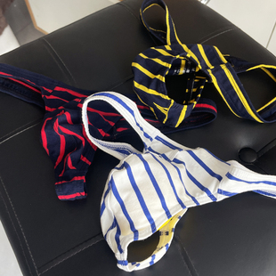 条纹控三角内裤 棉质个性 男士 丁字裤 3条装 运动低腰底裤 青年性感t裤