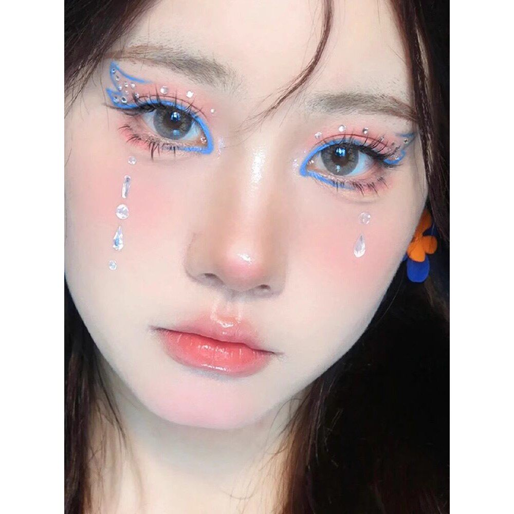 自带刀锋刷的眼线胶笔~彩色眼线笔 蓝色红棕色自然持久防水防汗女