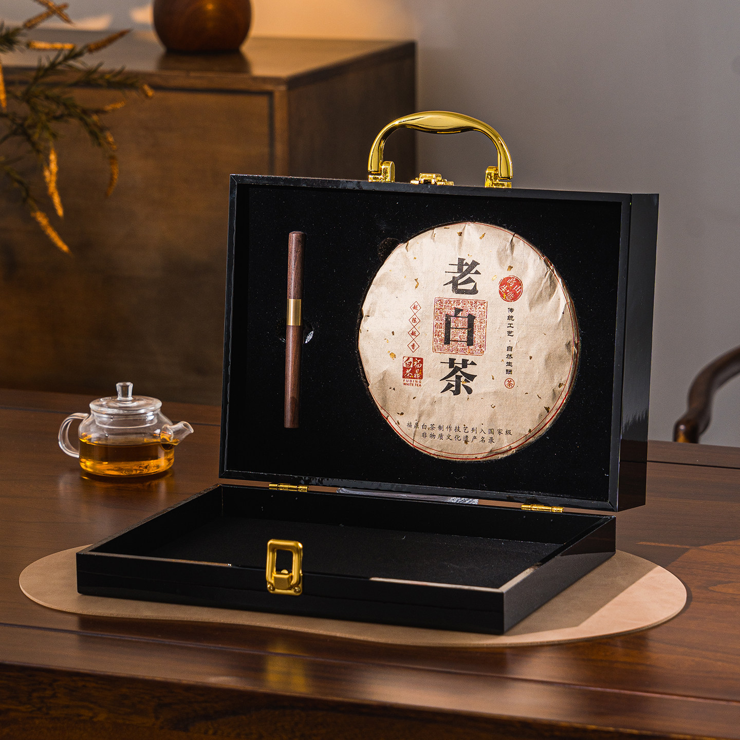 烤漆木质茶饼礼盒收纳盒200/357g包装盒普洱冰岛福鼎白茶可定制