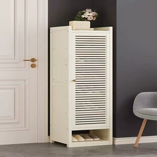 鞋柜竹子多层单门窄小型家用门口长30/40cm宽百叶门防晒透气鞋柜