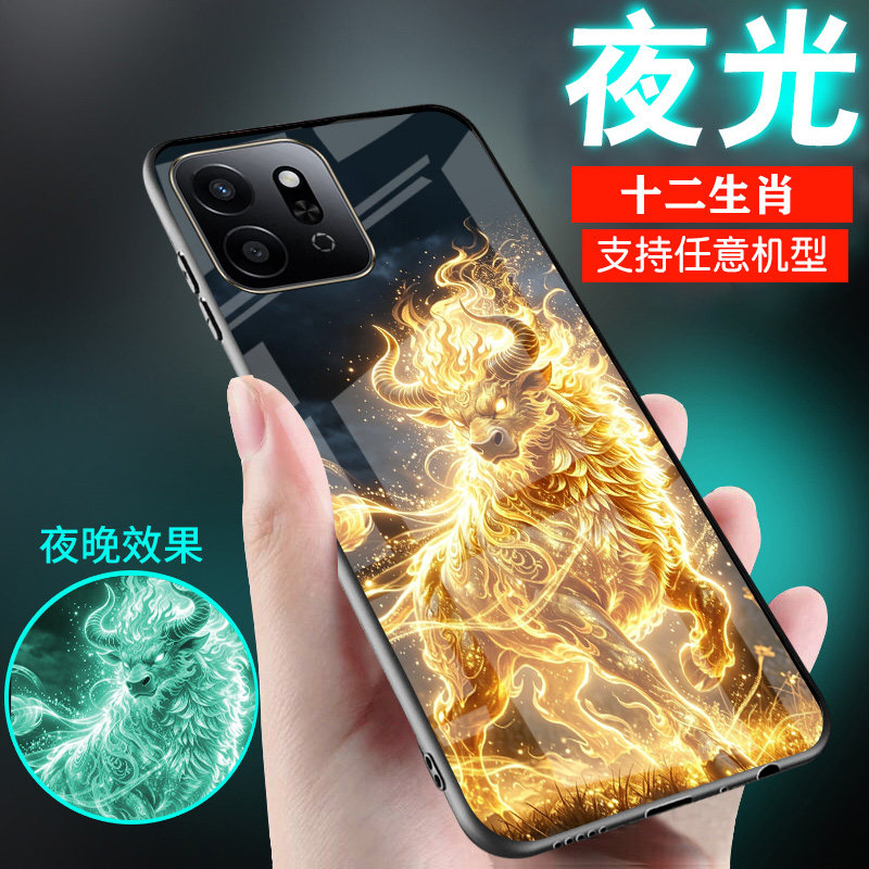 适用华为荣耀play10C手机壳8T夜光十二生肖9C新品play7T爆6龙外套5夜光e女生款5T玻璃6C男士情侣款play9Tpro