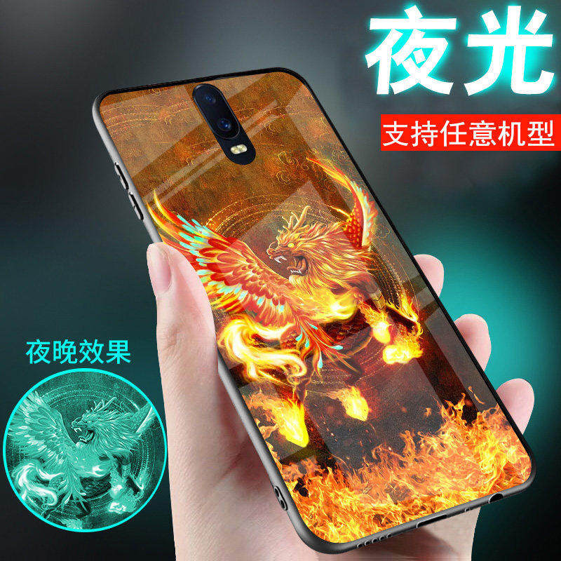 适用oppor17手机壳r15梦境版r7招财貔貅r9麒麟r11s夜光r15x中国古风外套r11plus新品r17pro玻璃情侣男士女款