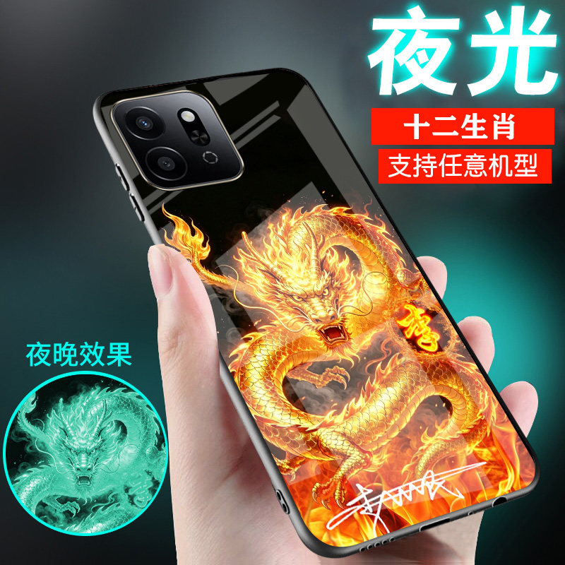适用华为荣耀play10C手机壳8T夜光十二生肖9C刻play7T姓氏6名字5定制e新品爆女生款5T玻璃C男士play9Tpro情侣
