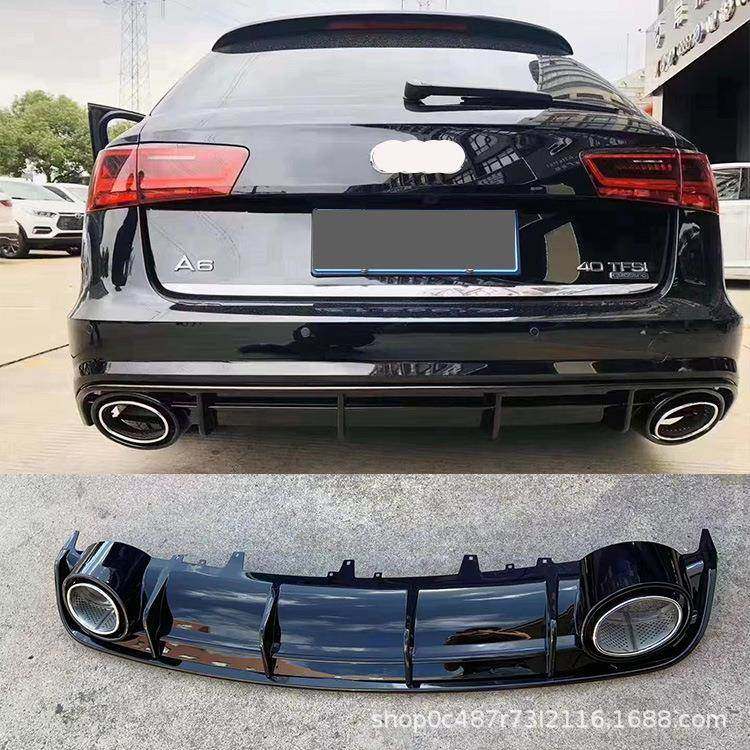 适用于奥第A6L改装RS6后唇排气RS6运动款后唇尾喉旅行车双出