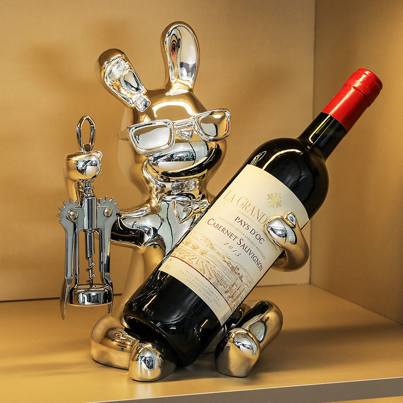 红酒架酒柜装饰摆件高档轻奢客厅家居软装餐边柜兔子酒托乔迁礼品,家居饰品,装饰摆件,淘宝优惠券,粉丝福利购,淘宝优惠卷
