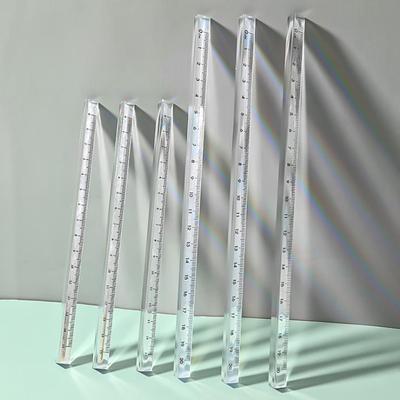 简约透明三棱尺学生无印风绘图测量考试办公15cm立体刻度尺子