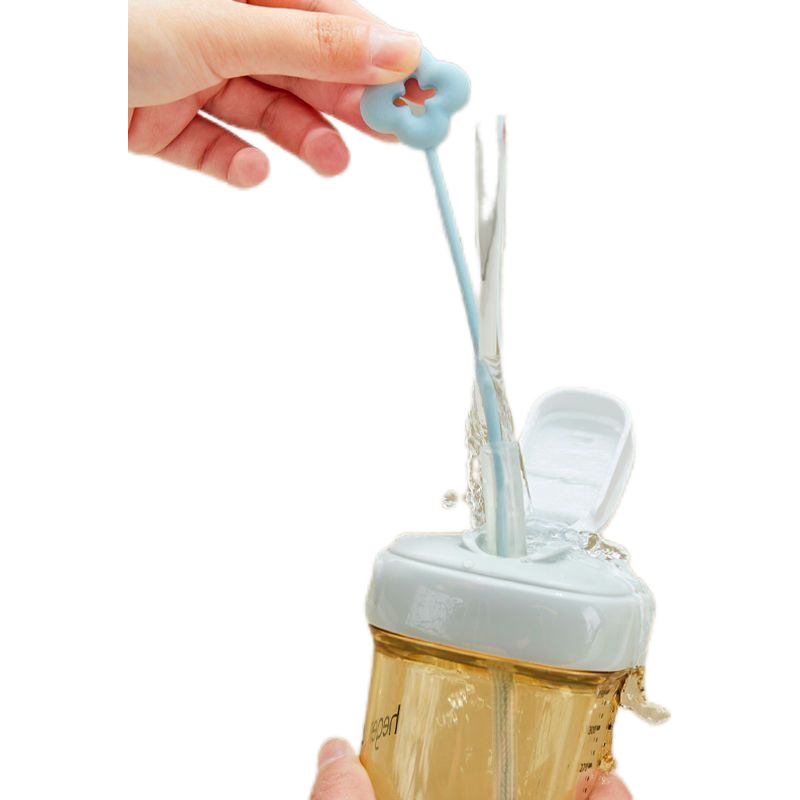 便携长款花型吸管刷奶瓶清洁硅胶防污细小刷子开学精品实用礼物