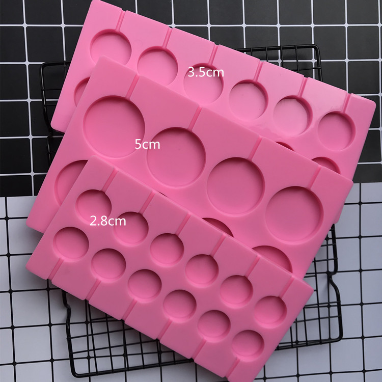 烘焙硅胶模 12连烘焙圆形棒棒糖模具 星空棒棒糖巧克力片模具