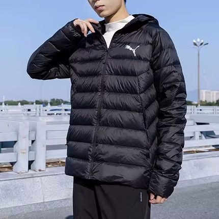 PUMA/彪马羽绒服男子冬季保暖休闲轻薄款运动连帽夹克外套 672393