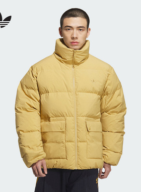 阿迪达斯三叶草羽绒服男2025冬鸭绒面包服立领外套KD1859 KD1857