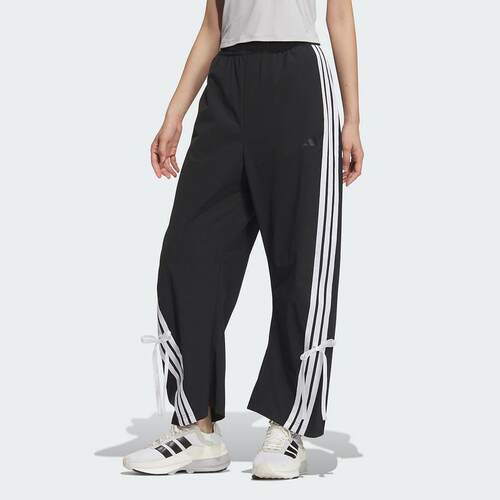 adidas阿迪达斯女裤2025春季新款喇叭裤三条纹梭织运动长裤JY7666