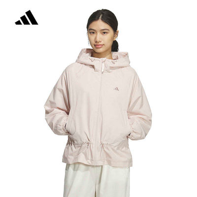 adidas阿迪达斯外套女2026春防风户外连帽梭织夹克KS2809 KS2808