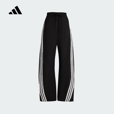 adidas阿迪达斯女裤2025秋季运动香蕉裤三条纹阔腿梭织长裤KB5224
