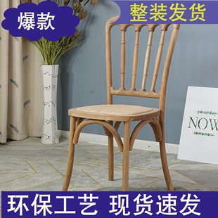 实木餐椅复古美式 欧式 休闲椅咖啡厅酒店新古典餐椅家用靠背椅