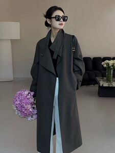 【-赠运费险】赫本风风衣中长款小个子高级感超好看灰色外套