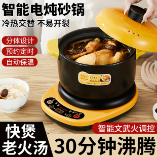 电砂锅煲汤锅全自动沙锅汤煲陶瓷电炖锅家用插电炖锅熬粥老火汤