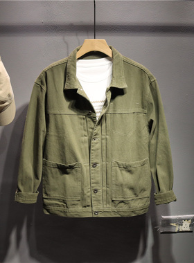 毒类 时尚小众灰绿色工装外套男 春秋新款潮牌休闲夹克流行上衣服