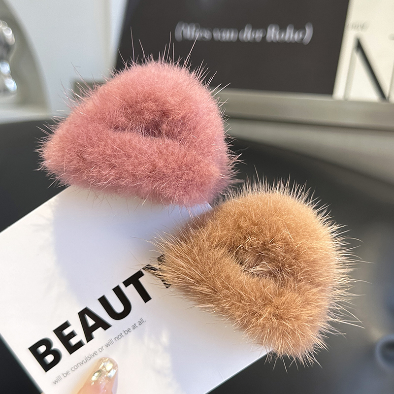 水貂毛抓夹毛茸茸刘海夹子侧边夹