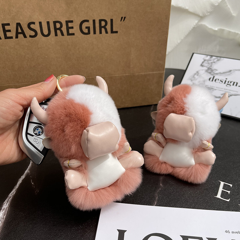 獭兔毛小牛ins风韩国网红钥匙扣