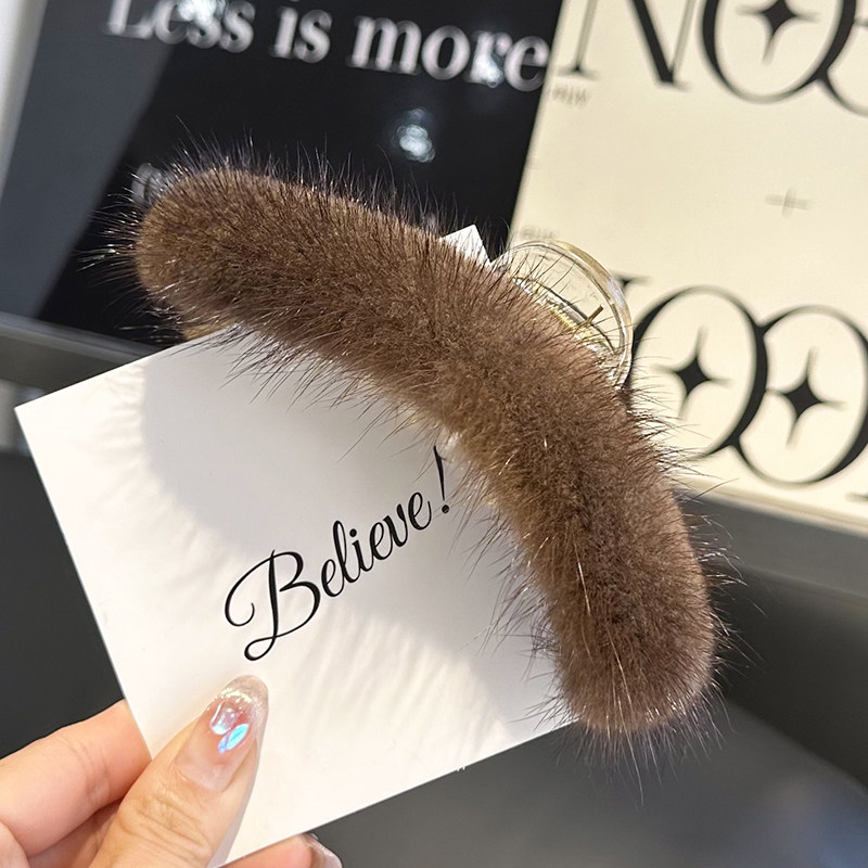水貂毛发抓韩国可爱毛绒气质发夹