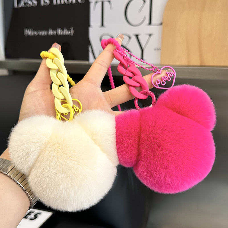 真獭兔毛可爱米奇钥匙扣包包挂件