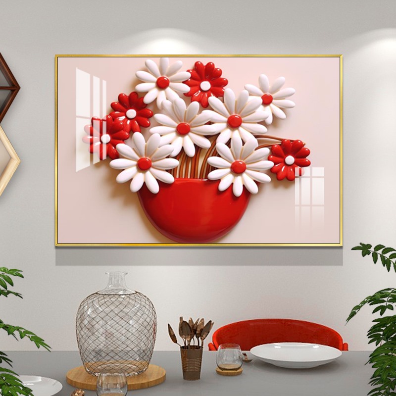 现代简约餐厅背景墙装饰画高档立体感饭厅挂画卧室房间抽象艺术画图片
