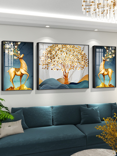 现代极简主义沙发背景墙装饰画客厅壁画三联挂画平易近人奢华优雅