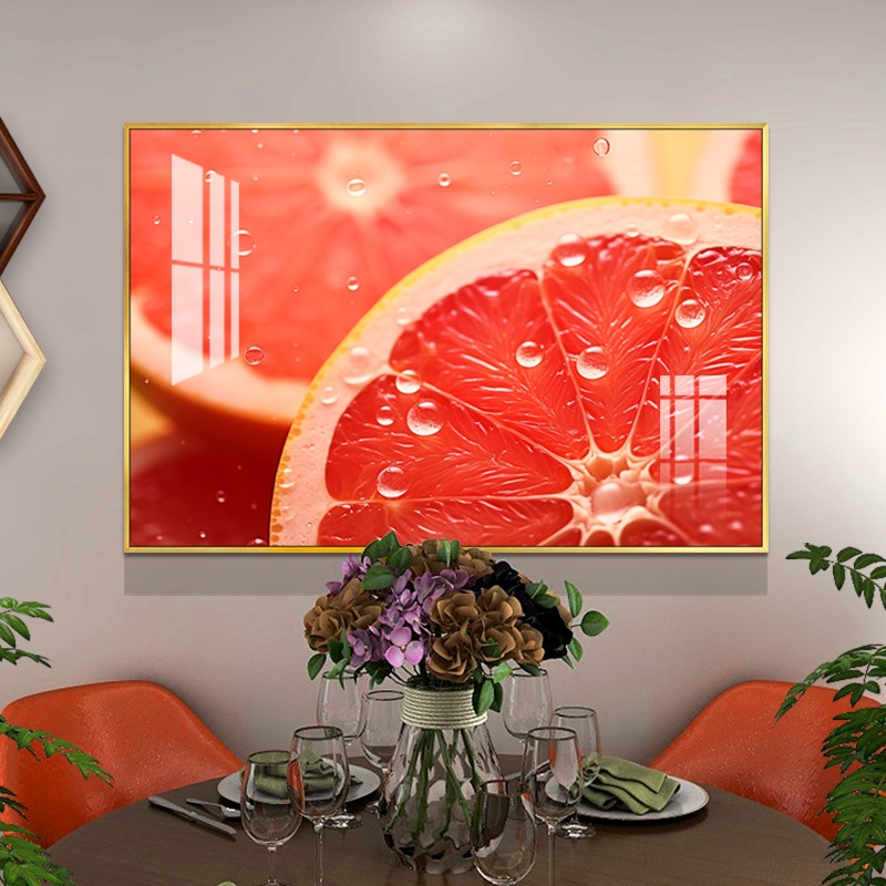 简约现代餐厅背景墙装饰画轻奢高档饭厅挂画新款创意水果艺术壁画图片
