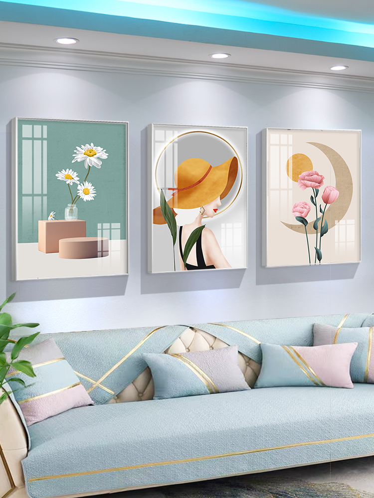 沙发背景墙装饰画轻奢客厅高级感人物挂画简约小清新餐厅抽象壁画