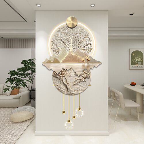 玄关背景墙挂画高级感氛围灯壁画