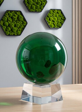 绿色水晶球风水球玄关客厅家居玄关隔断办公室摆件水晶玻璃紫色黄