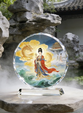 神女祥龙摆件国风神话工艺品客厅纳祥聚福乔迁送礼艺术家居装饰品