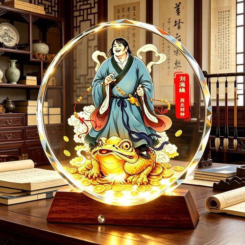 刘海蟾戏金蟾聚财吉祥陈设装饰品